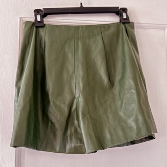 Jason Wu Faux Leather Green Mini Skort - Picture 3 of 6